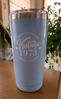 Винтажный 1973 изолированный из нержавеющей стали синий 20 унций путешествий барабан с крышкой * новый * - Изображение 1 из 4