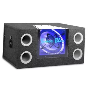 12" 1200W Car Audio Subwoofer - 2 Way Neon Bandpass Speaker System w/Blue - Picture 1 of 8