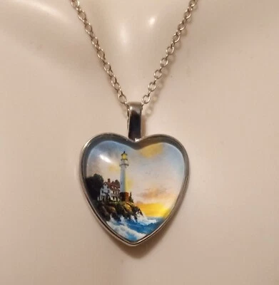 Collar Colgante Corazón Faro - Cadena 18" Nuevo en Caja Regalo Foto 1 de 3
