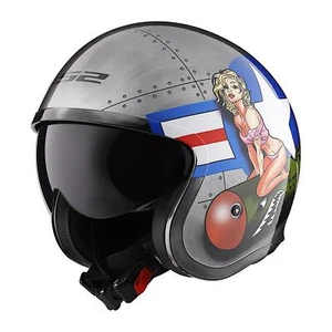 LS2 Spitfire Bomb Rider Motorcycle Helmet Open Face Scooter Drop Down Sunvisor - Picture 1 of 3