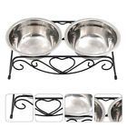  Stainless Steel Pet Bowl Raised Dog Bowls Feeder Food Puppy Neck Guard