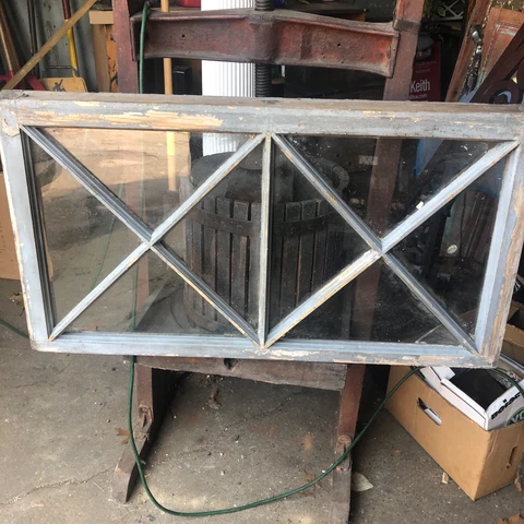 vintage window frame sash mission Tudor style cross mullion design 37/20/1.75” Cover