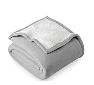 Charter Club Reversible Plush To Sherpa Blanket Twin 66" X 90" Gray $80 - Picture 1 of 3