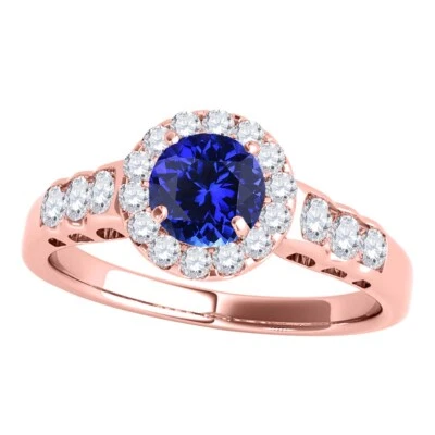 1.40 Ct. Halo Tanzanite And Diamond Engagement Ring 14k Rose White Yellow Gold - Image 1 of 4