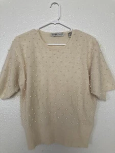 Valerie Stevens Pearl Embellished Pullover Blouse Women’s Size L - Picture 1 of 6