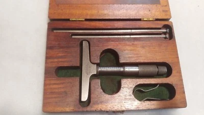 老式Lufkin千分尺深度计编号 513带木箱 — 第 1/4 张图片