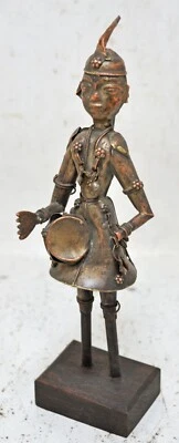 Antique Brass Woman Musician Figurine Origial Old Hand Crafted - Image 1 of 4