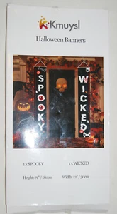 Nuevo en caja Juego de pancartas verticales grandes de Halloween espeluznantes y malvadas negras para interiores y exteriores - Imagen 1 de 5