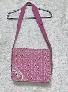 Vera Bradley Crossbody Messenger Computer Bag Pink Paisley Quilted Preppy Casual - Picture 1 of 22