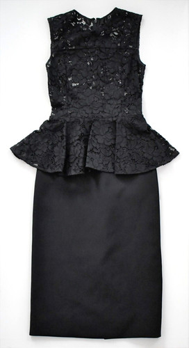 SAINT LAURENT (YSL) ?️ Abito da cocktail SAINT LAURENT nero PIZZO TRASPARENTE top GUAINA PRUGNA F34