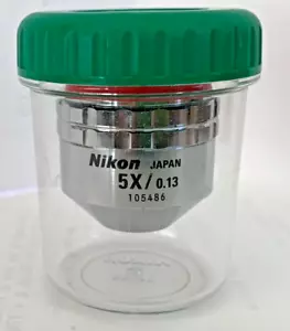 NEU UNBENUTZT NIKON CF PLAN 5X/0,13 MIKROSKOP OBJEKTIV OBJEKTIV IM ORIGINAL BEHÄLTER - Bild 1 von 4