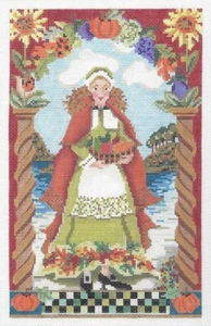 Needlepoint Handpainted Kelly Clark Rebekah Pilgrim w/ Stitch Guide - Picture 1 of 1