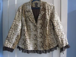 2X NY Collection Snake Print w/Silver Thread Blazer Jacket, Lined w/Lace Trim - Picture 1 of 7
