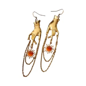 Youthful Gold Bracelet Sun Design Dangle Earrings Accessory For Every Occasion - Picture 1 of 8