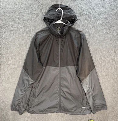 Tek Gear Jacket Adult XL Gray Windbreaker Full Zip Water Resistant Packable Hood - Image 1 of 4