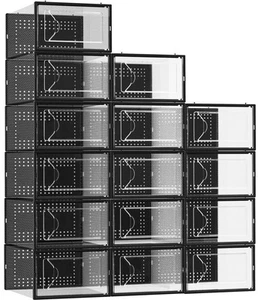 Shoe Storage Box, 15 Pack Clear Plastic Stackable Shoe Organizer for Closet, ... - Picture 1 of 7