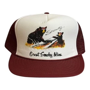 Vintage 90s Great Smoky Mountains Bears Trucker Hat Mens Snapback Nissin EUC - Picture 1 of 8