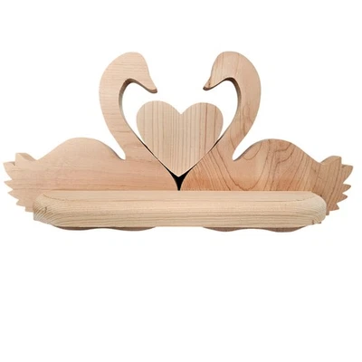 Vintage Wood Swan Shelf Wall Mount 90s Heart Cottage Coquette Decor Ducks Birds - Image 1 of 4