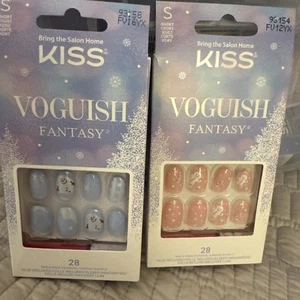 Kiss Voguish Bundle Of Two Press on Holiday Nails Winter Christmas NIB - Picture 1 of 6