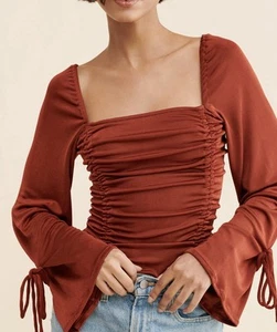 Body Free People Meant to Be Increspato Rosso Ruggine Taglia S - Foto 1 di 15