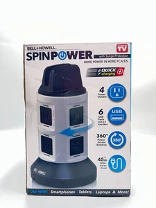 BELL + HOWELL 4-Outlets / 6 USB Spin Power The Ultimate Smart Charging Station - Picture 1 of 4