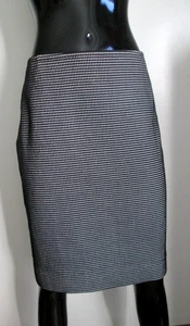 Lafayette 148 New York Size 14 Black White Print Cotton Blend Lined Pencil Skirt - Picture 1 of 6