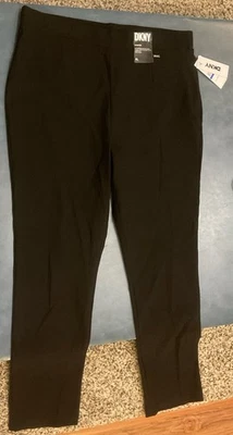 Pantalones elásticos DKNY XL para mujer hasta el tobillo negros delanteros planos $89 nuevos con etiquetas Foto 1 de 4