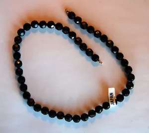 VINTAGE FACETED BLACK PLASTIC BEAD BEADED CHOKER NECKLACE LENGTH JAPAN w/o clasp - Picture 1 of 2