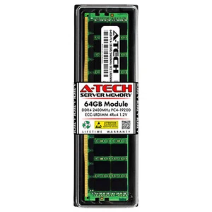 64GB 4Rx4 PC4-19200 LRDIMM (DELL SNP29GM8DG/64G Equivalent) Server Memory RAM - Picture 1 of 5
