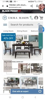 Set Of 4 Dining Chairs & 1 Bench - Image 1 of 4