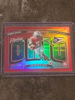 2022 Panini Prestige Garrett Wilson Seasons Greetings Red Parallel /449 RC  - Image 1 of 4