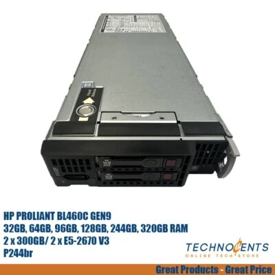 HP ProLiant BL460c G9 2 x E5-2670V3 128GB RAM 2 x 300GB - Image 1 of 4