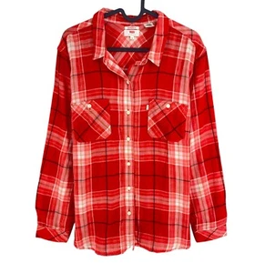 Camisa Levi's Mujer Roja a Cuadros Calce Novio Mangas Largas Talla XL - Imagen 1 de 10