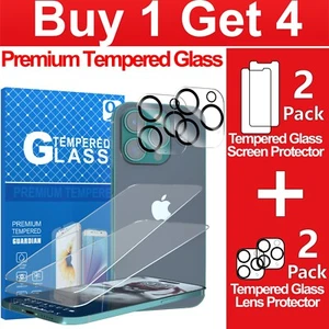 Tempered Glass Lens & Screen Protector For iPhone 14 13 12 11 Pro Max Mini Plus - Picture 1 of 20