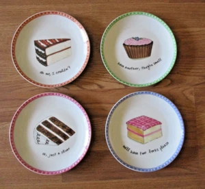 Boston Warehouse "Dessert Ausreden" Kuchenteller 4er Set 2002 Nancy Grün EUC - Bild 1 von 1