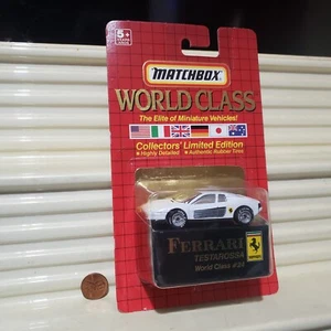 MATCHBOX 1990 WORLD CLASS #24 White FERRARI TESTAROSSA Nu in Sealed Bubble Pack - Picture 1 of 3