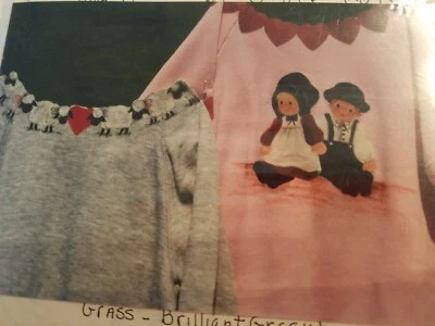 SUE SCHMITZ 1986 SHEEP AMISH CHILDREN SWEATSHIRT 2 FABRIC PAINTING PATTERNS  - Image 1 of 4