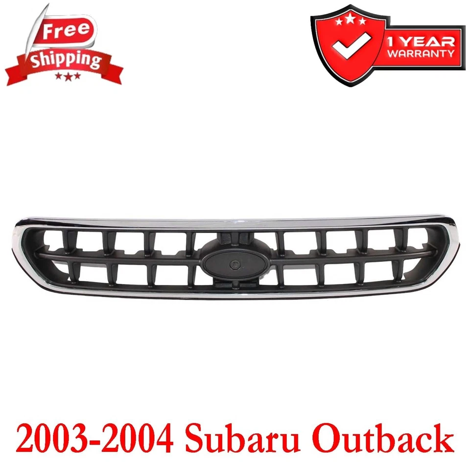 2003-2004 Subaru Outback Front Grille Chrome Shell w/ Silver Black Insert Foto 1 de 4