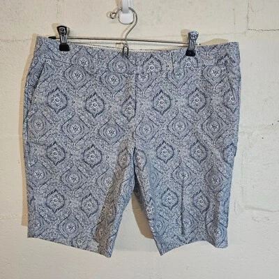 Bermudas para mujer KENAR estampado geométrico talla 10 Preppy caminar azul blanco Foto 1 de 4