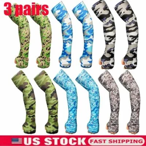 3 Pairs Cooling Arm Sleeves Cover UV Sun Protection Outdoor Sports For Men Women - Picture 1 of 18