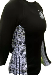 Rip Curl Polynesian Love - Long Sleve Tribal UV Surf Rashguard size S,M,L Blk - Picture 1 of 5