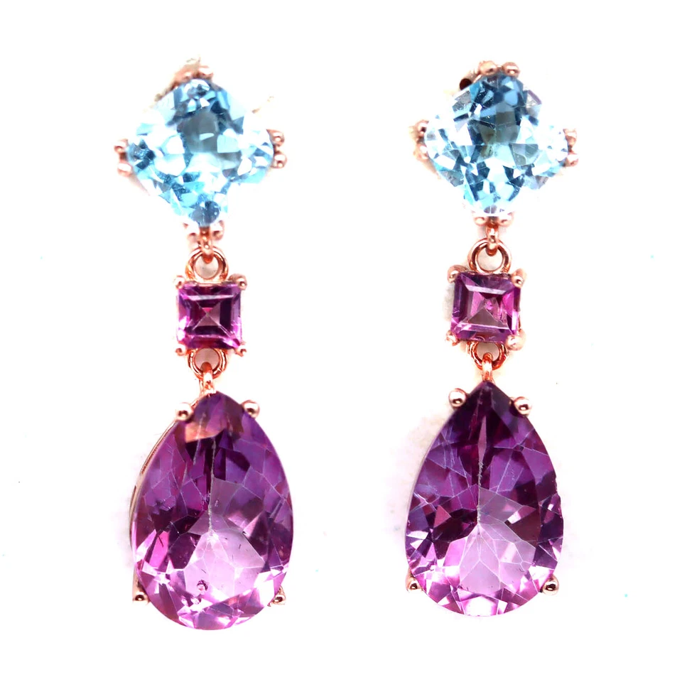 925 Sterling Silver Pink Mystic - Sky Blue Topaz Black Friday Earrings - Image 1 of 4