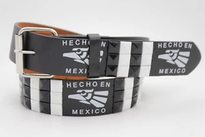 Nuevo Mujer Hombre Negra Punk Rock Cinturón de Moda Blanco Hecho México Águila - Imagen 1 de 12
