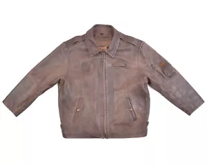 Redskins Vintage Brown Leather Pilot Bomber Jacket Mens sz L-XL - Picture 1 of 11