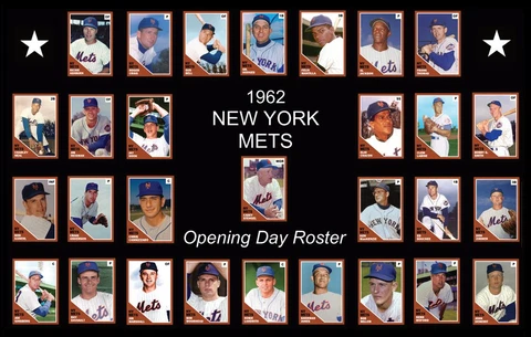 1962 NEW YORK METS Opening Day Team Photo Baseball Card Set POSTER Decor Gift NY Cover