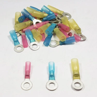 Heat Shrink Ring Terminals Heatshrink Connector Crimp Terminal Red Blue Yellow - Image 1 of 4