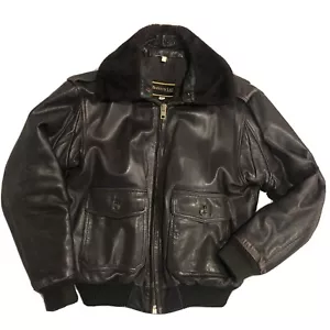 Brittany LTD Chicago Bomber Leder Flugjacke Mantel braun Distressed, Größe 42 - Bild 1 von 9