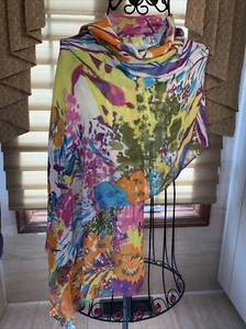 Studio Thirty Six Multicolor Floral Print Beach Coverup/ Scarf - 72” X 25” - Picture 1 of 10