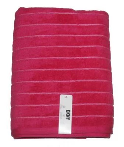 DKNY Shimmery Stripes Absorbent Super Soft Magenta / Raspberry Pink Bath Towel - Picture 1 of 1