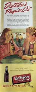 1944 Dr Pepper Soda Drink Dietetics Physical Ed Good Life Bite Eat VTG Print Ad - Picture 1 of 1